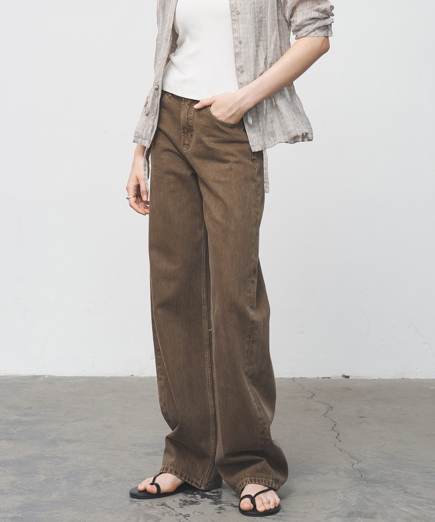 Mid-Rise Straight Wide-Leg Jeans(ミッドライズ ルーズフィット