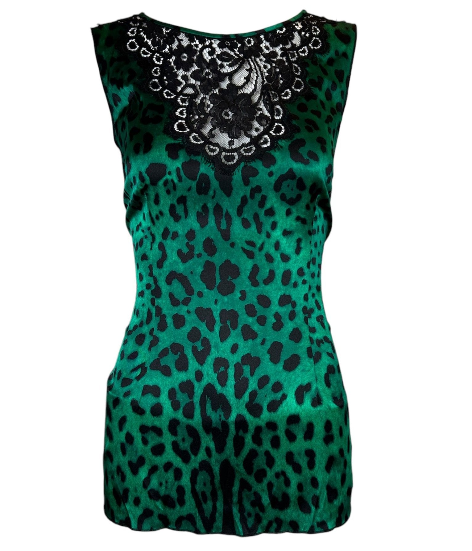 Dolce & Gabbana Green Leopard Silk and Lace Top – THE WAY WE WORE