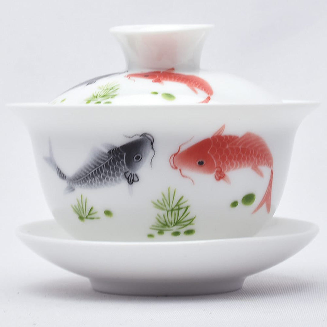 蓋碗｜彩磁双魚｜中国茶器専門店の通販・天香茶行