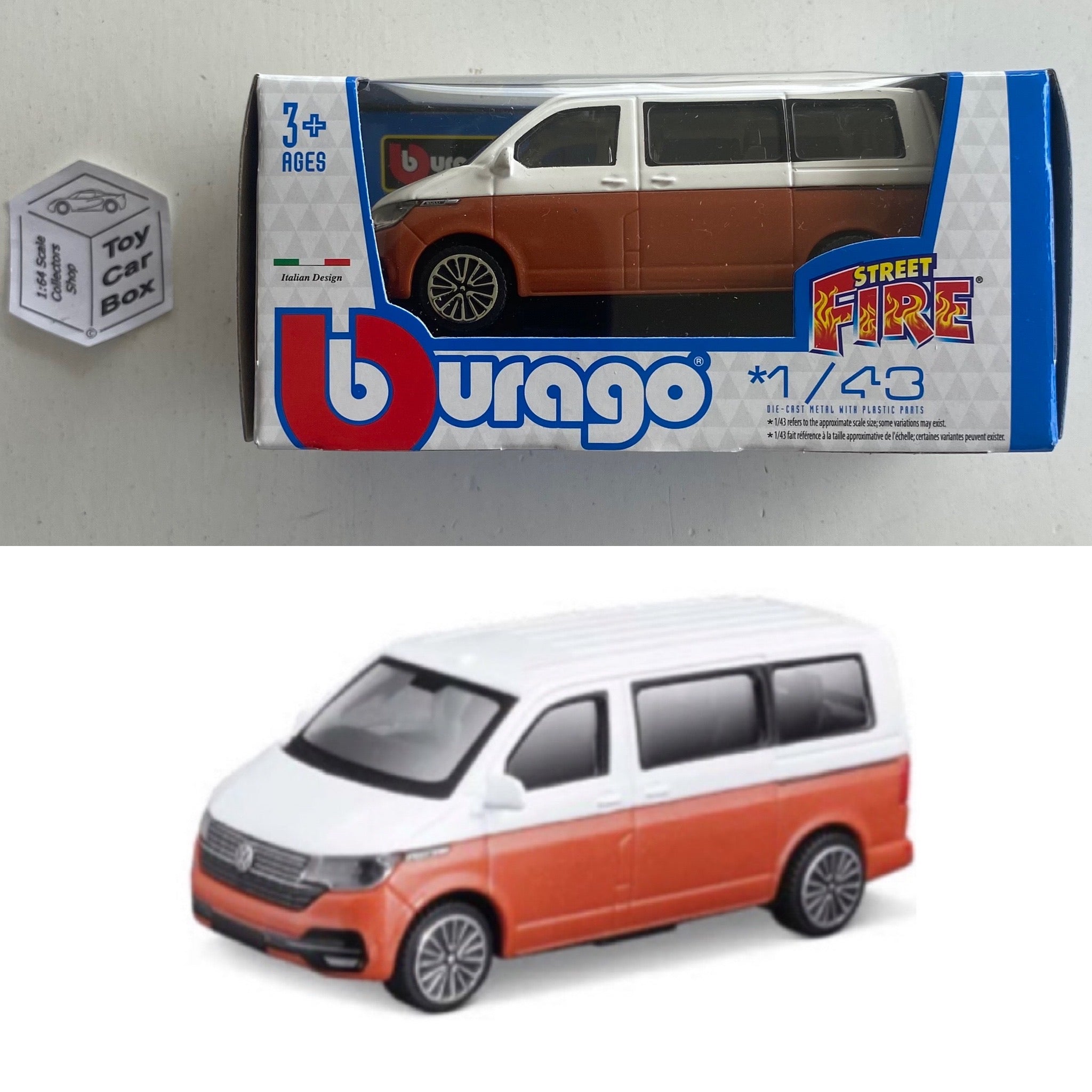 BBURAGO 1/43 - 2020 Volkswagen VW T6.1 Transporter (Street Fire