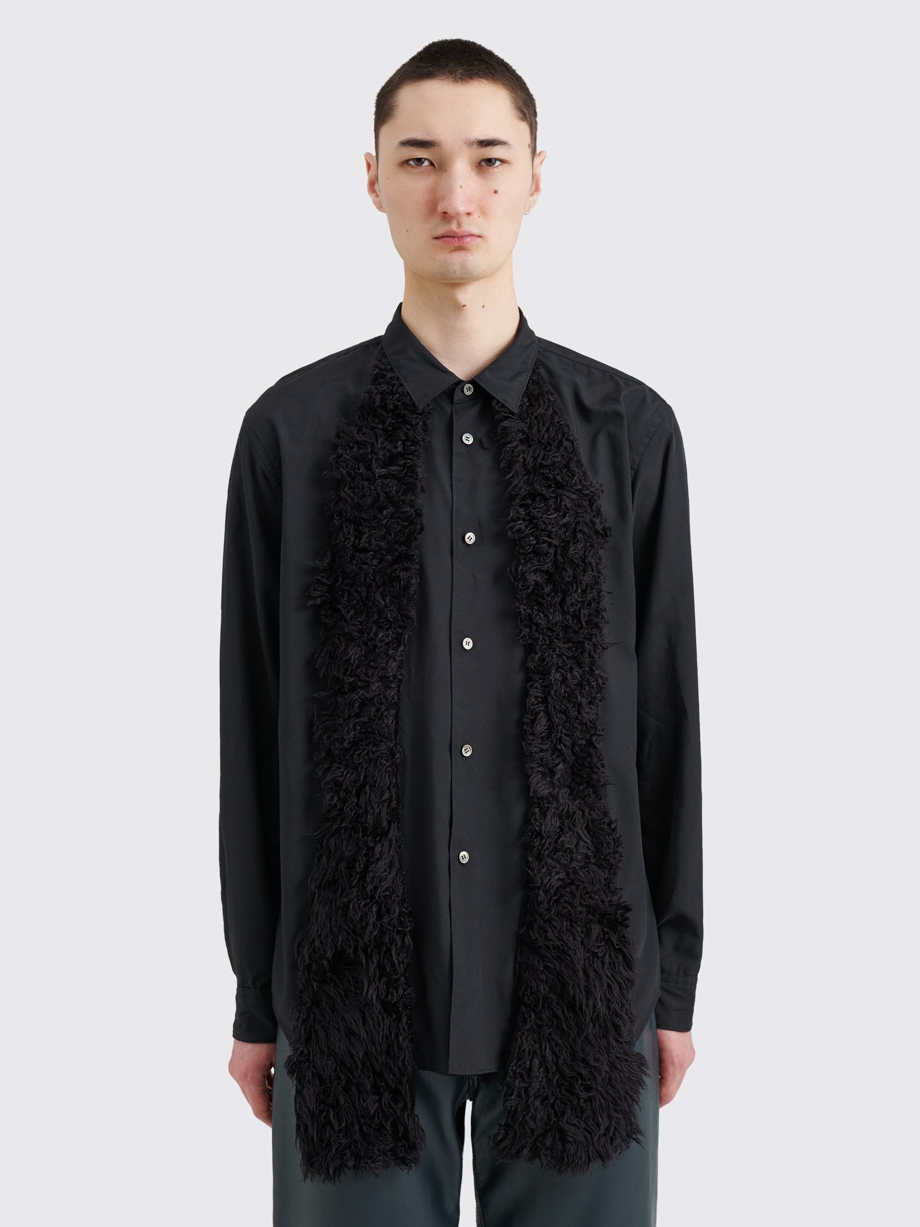 Comme des Garçons Homme Plus Fake Fur Panel Shirt Black – Très Bien