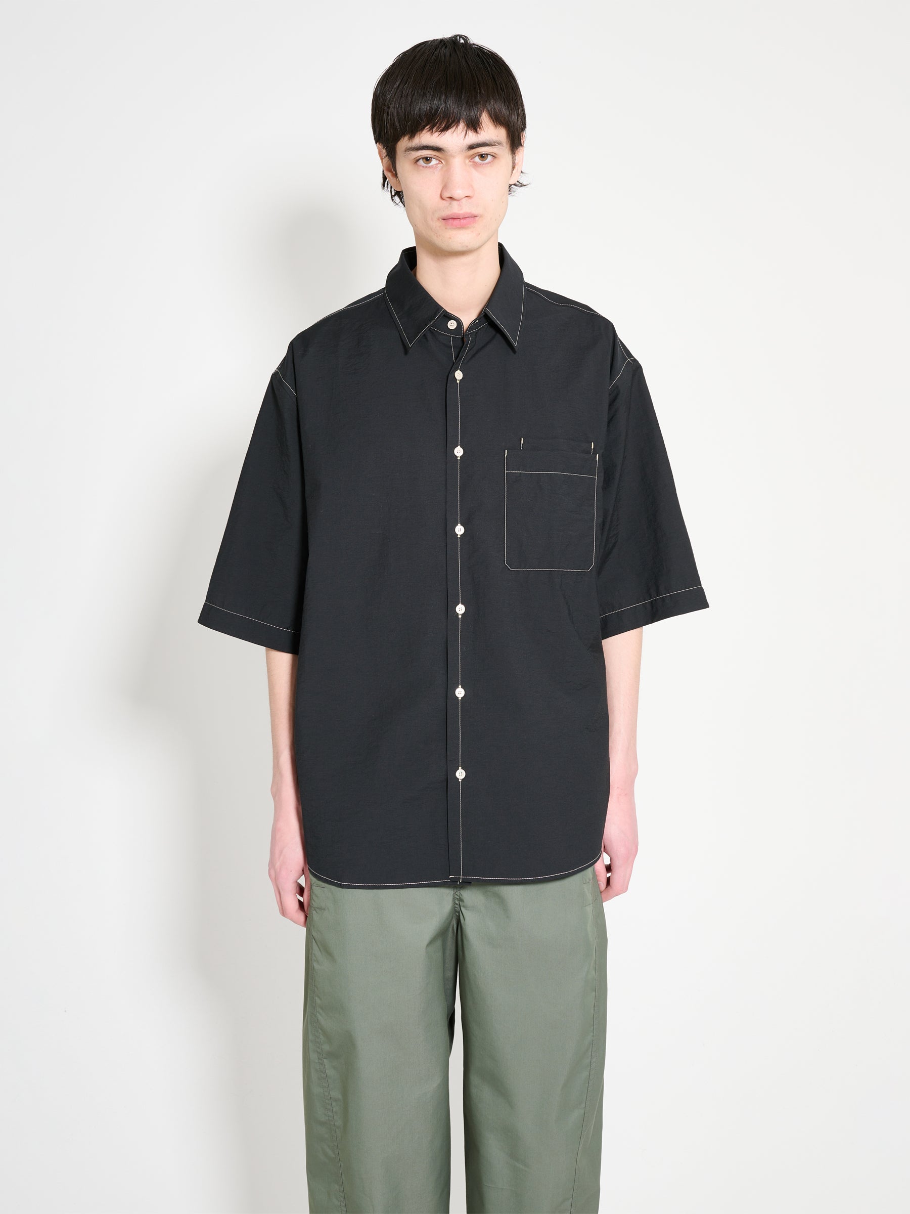 Lemaire Double Pocket Short Sleeve Shirt Black – Très Bien