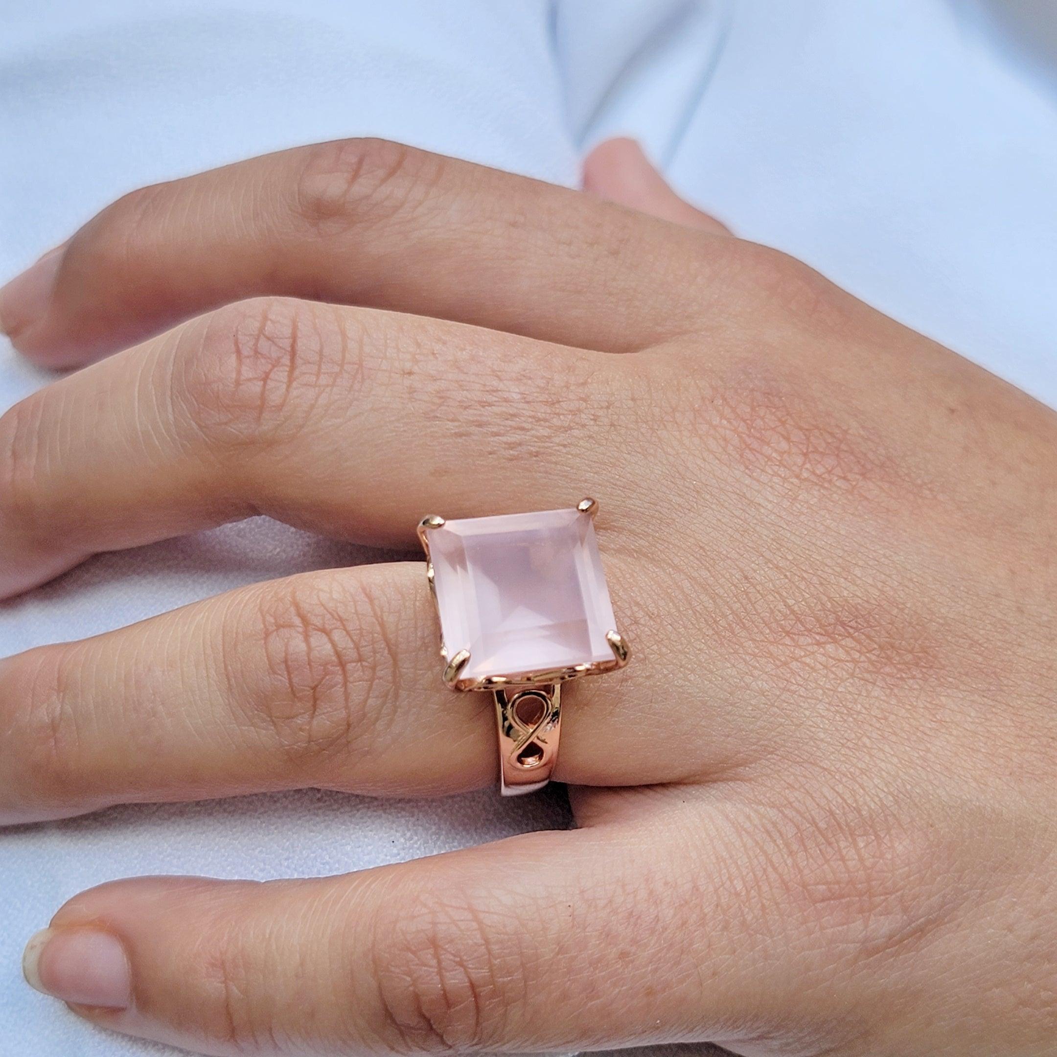 Rose Quartz Infinity Ring - Uniquelan Jewelry