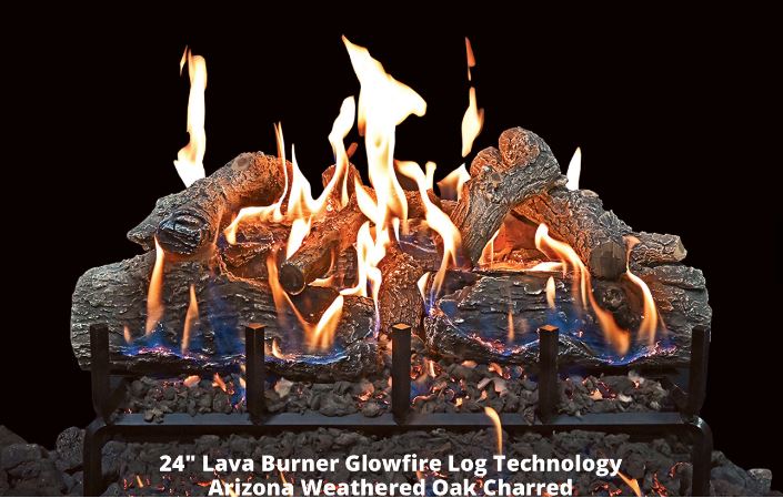 Grand Canyon Gas Logs Lava Vented Front View - Urban Fireplaces