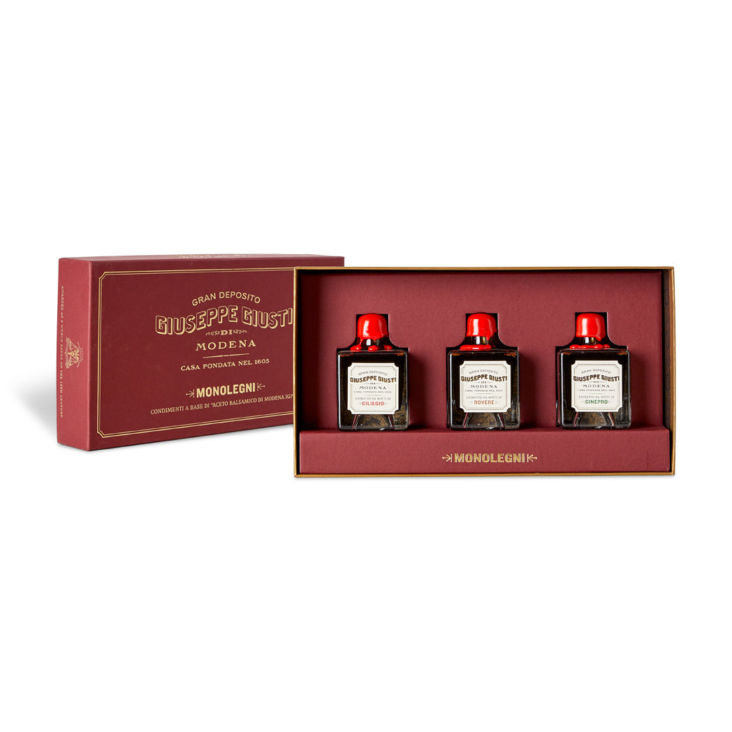 Single Woods Trio Set Condiments with Balsamic Vinegar of Modena
