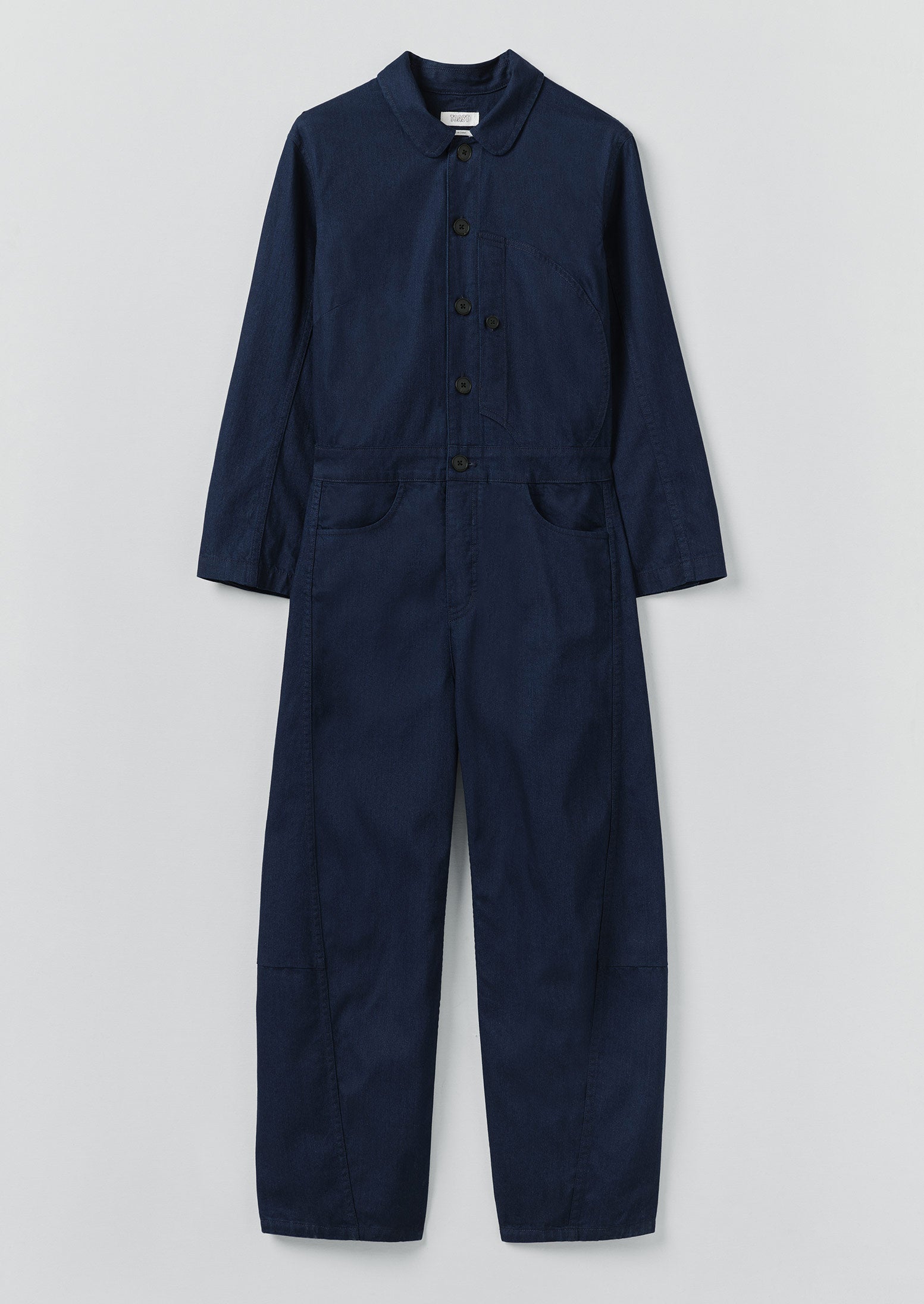 Half Placket Cotton Twill Jumpsuit | Indigo | TOAST