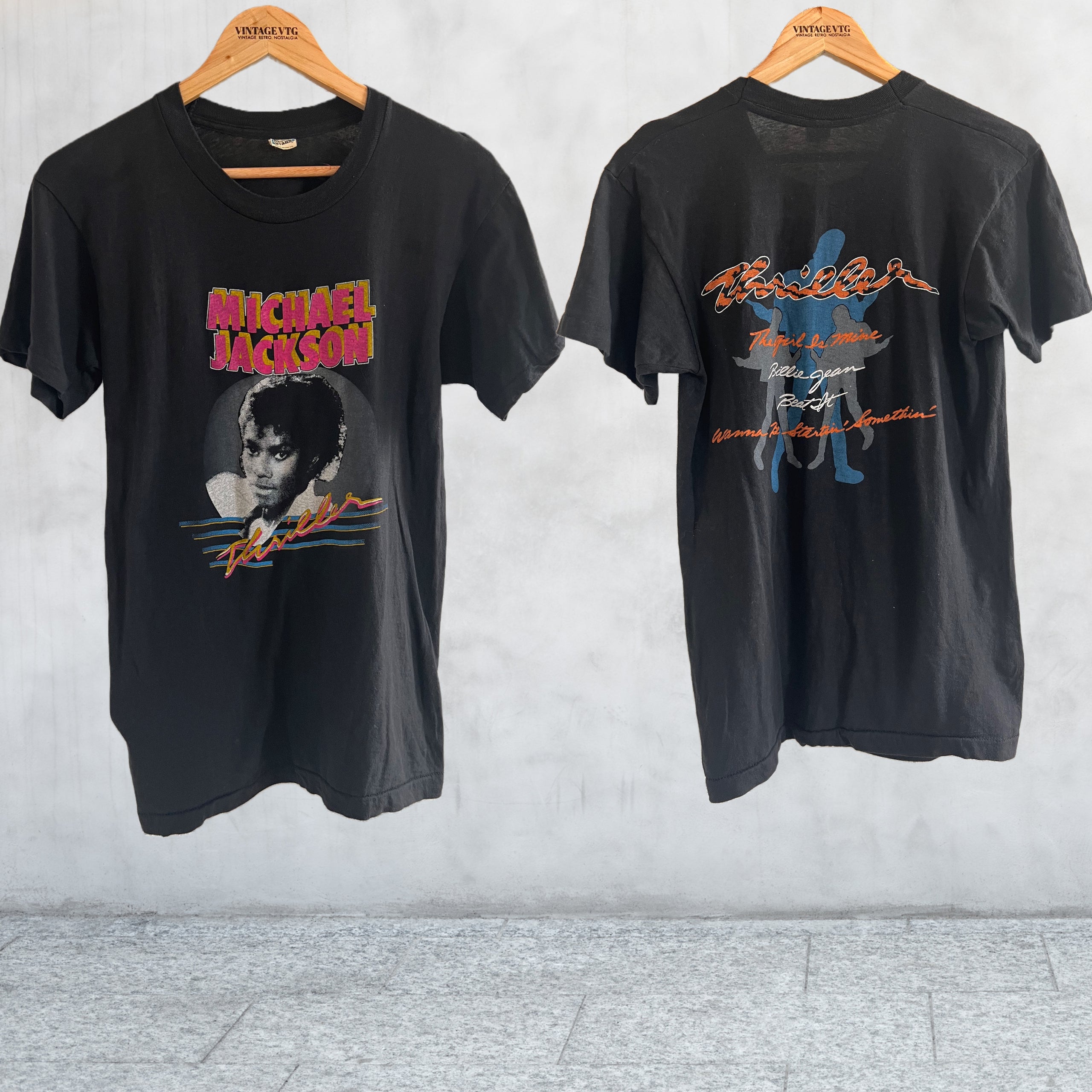 Rare Vintage 80's Michael Jackson 1984 Thriller Black T-shirt Size