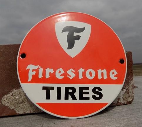Firestone Tires Sign, Metal Porcelain Advertising, Gas Station