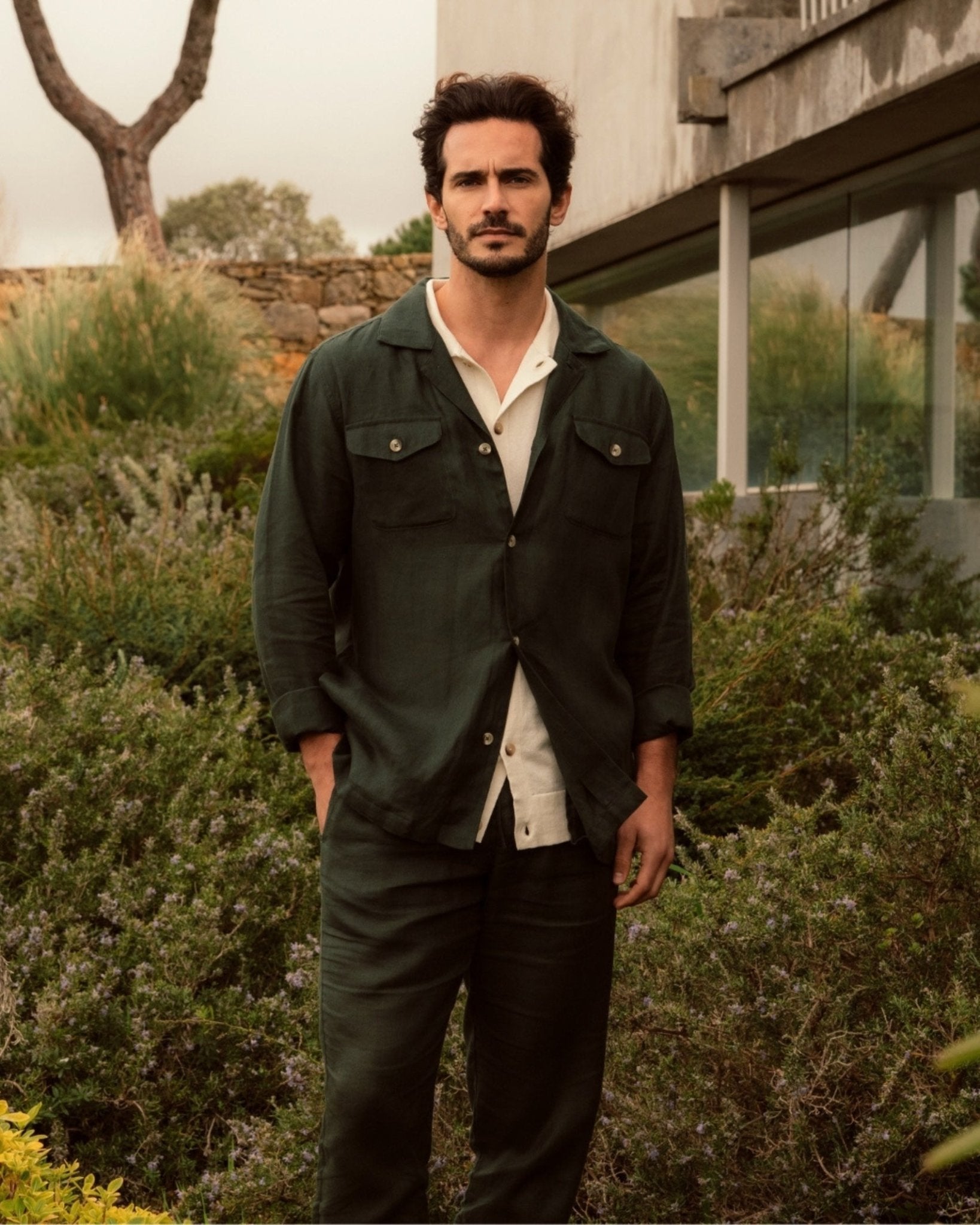 Linen Overshirt Eucalyptus – THE RESORT CO