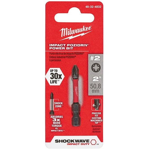 Milwaukee 48-32-4832 Shockwave 2-Inch Impact Pozidriv #2Power Bit