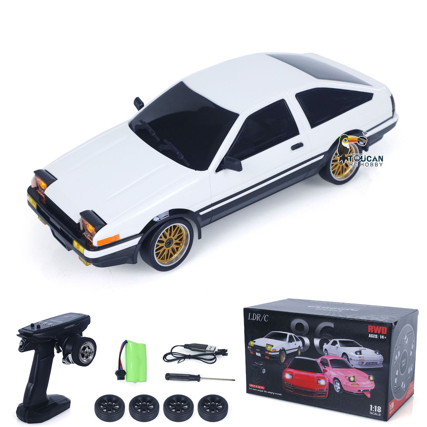 LDRC LD1801 1/18 Scale RC Drift Car RWD AE86 Racing Vehicles Flip