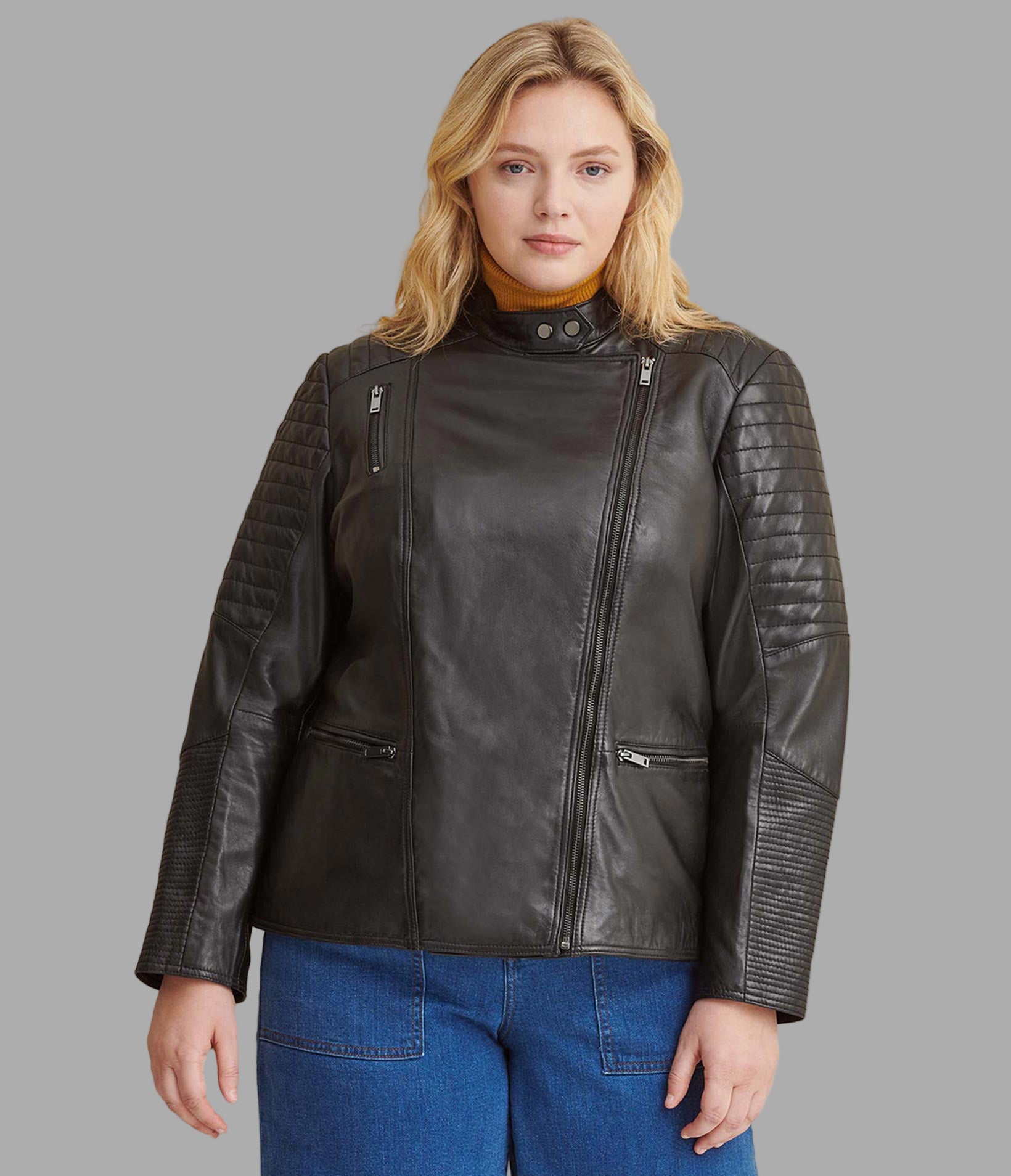 Plus Size Quilted Leather Moto Jacket | Wilsons Leather