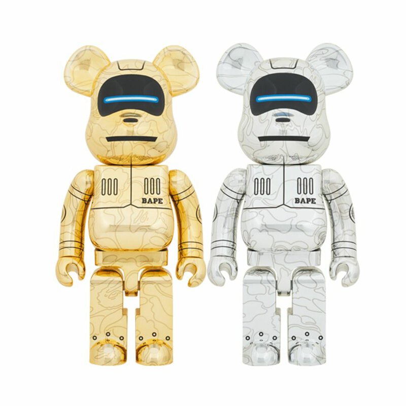 BE@RBRICK Sorayama x Baby Milo(R) 1000% Gold Ver./Silver Ver