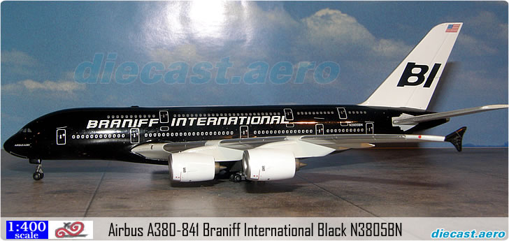 Model Aircraft : Airbus A380-841 Braniff International Black