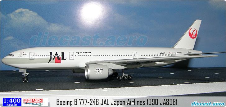 Model Aircraft : Boeing B 777-246 JAL Japan Airlines 1990 JA8981