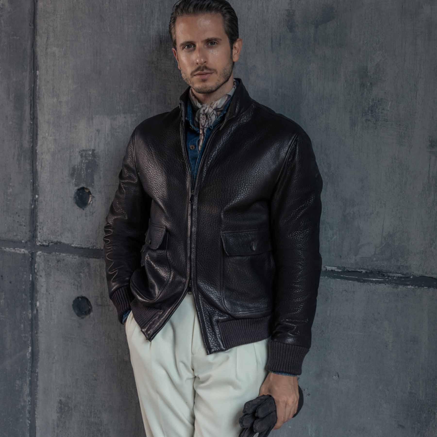 Black Wild Lamb Sport Jacket – Rifugio Handmade Leather Jackets Napoli