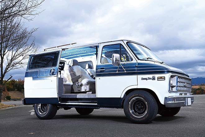 80年代バンらしいホワイト×ネイビーデザインのツートンボディの