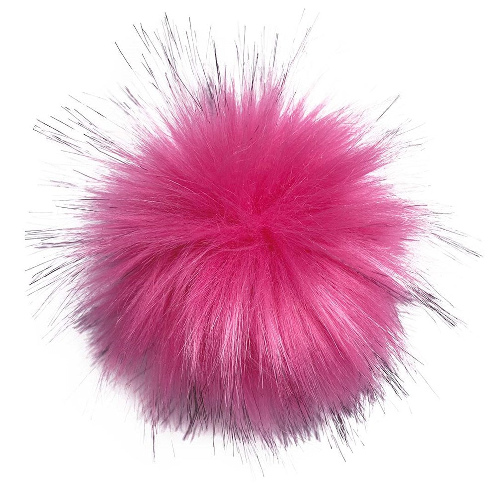 Big Faux Fox Fur Bobbl - Hot Pink