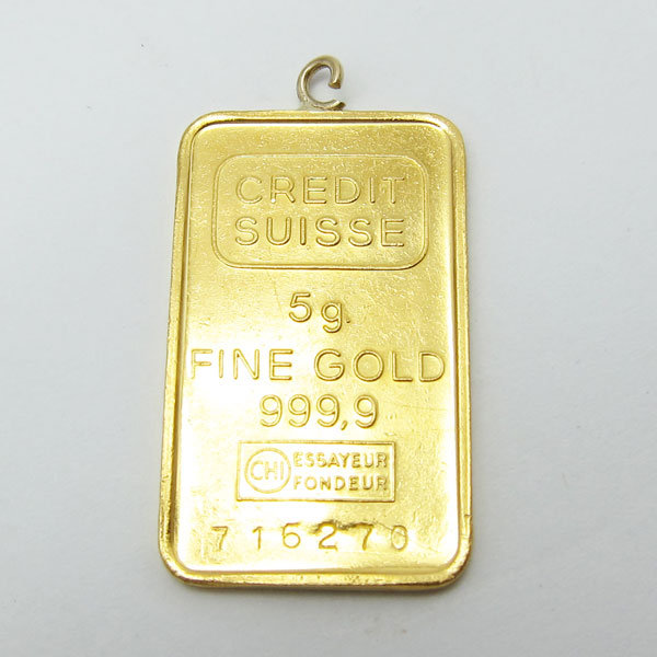 K24 純金5g インゴット ネックレストップ FINEGOLD プレート 地金 送料