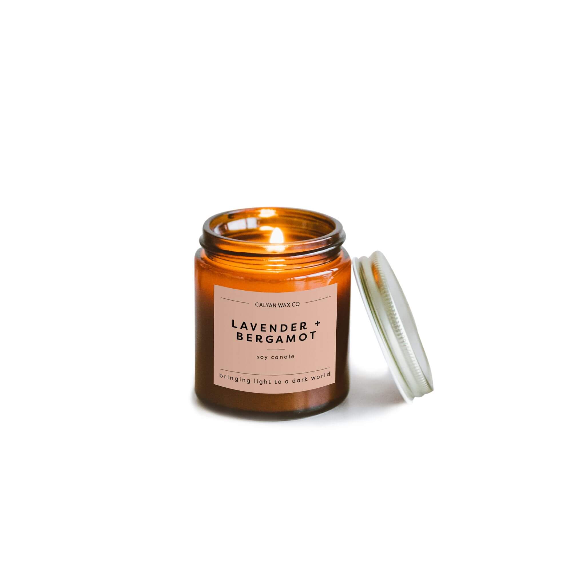 3.1oz Lavender + Bergamot Soy Candle in a Amber Jar | USA Made