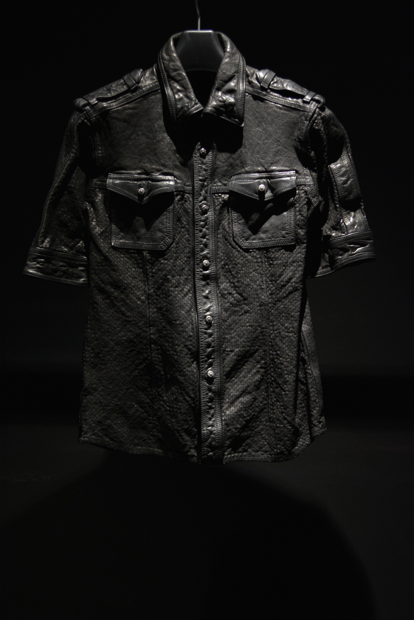 1499-02 レザーシャツ ジャパンステアーパンチング製品染め イサム