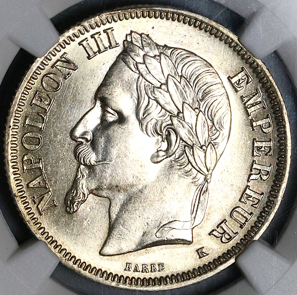 1866-K NGC MS 62 France 2 Francs Napoleon III Bordeaux Mint Key