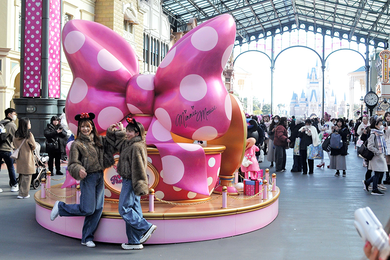 リボン ミニーモチーフ ピンクゴールドK10 9号 リボン ミニーモチーフ