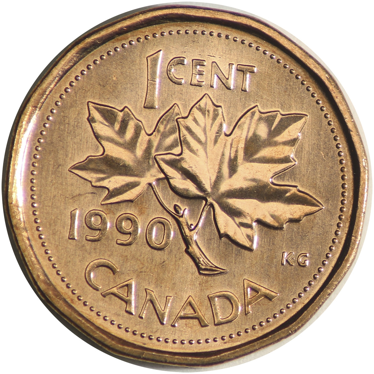 1990 Canada 1-cent Brilliant Uncirculated (MS63) – Colonial Acres
