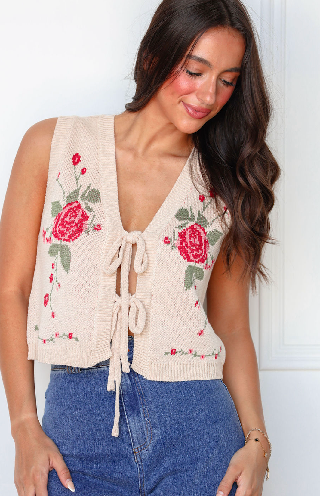 Roses Knit Tie Vest – Clothe Boutique