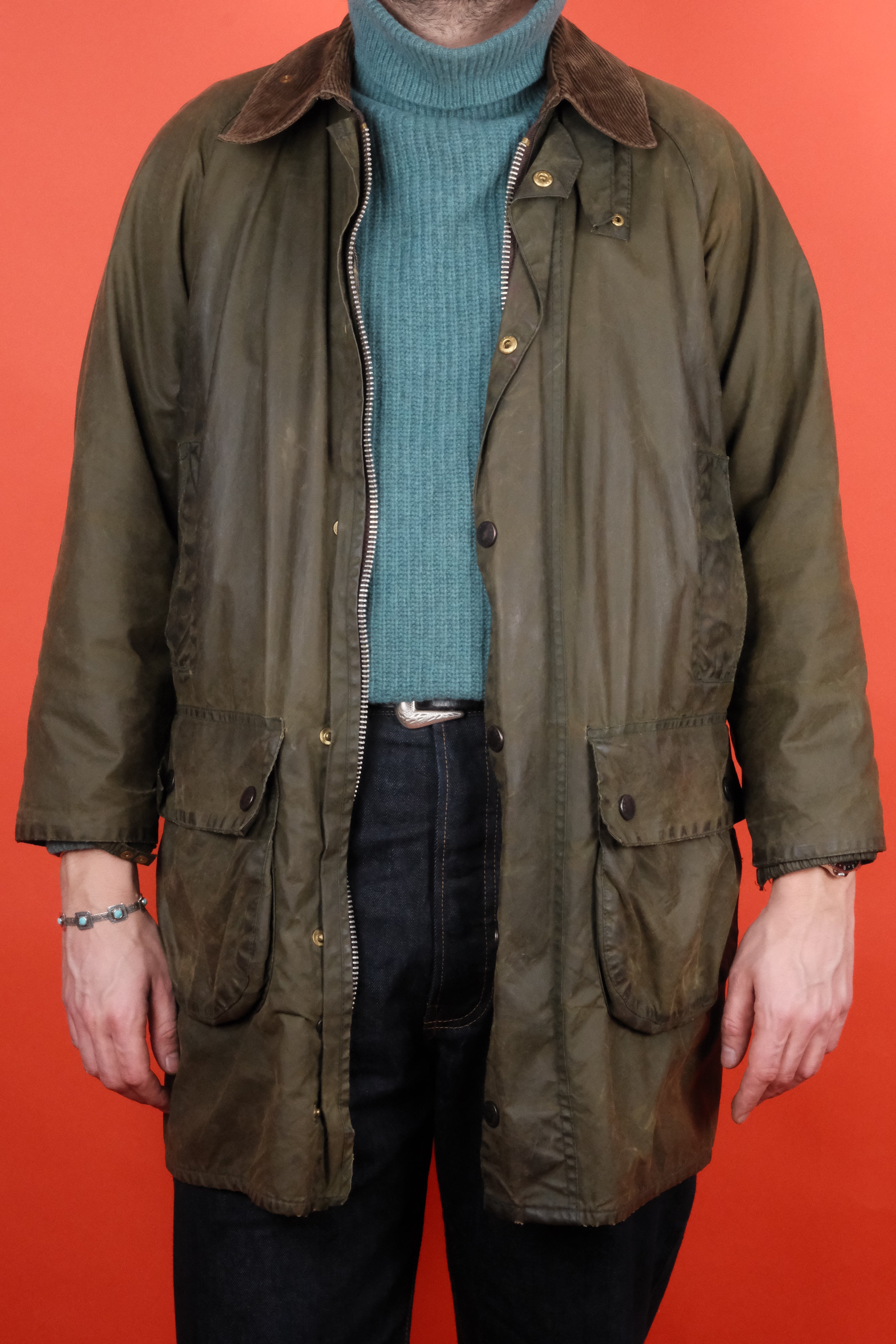 Barbour Gamefair Green Wax Jacket 'S/C38' ~ Vintage Store
