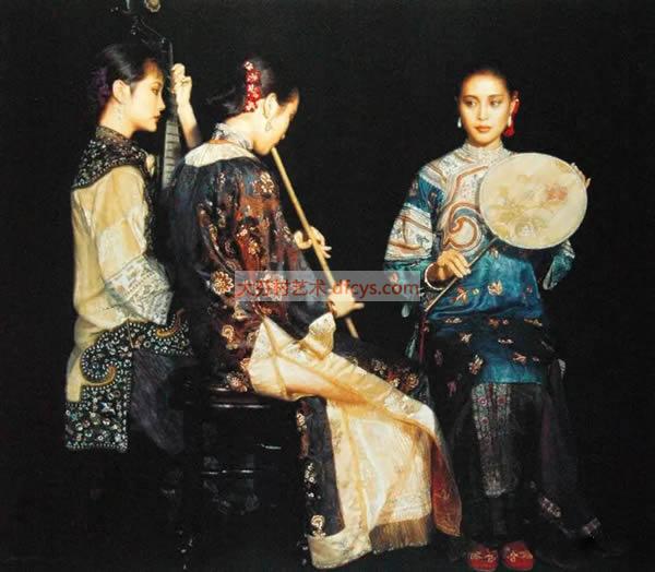 陈逸飞古典仕女浔阳遗韵油画定制_陈逸飞油画_中国著名画家_大芬油画村