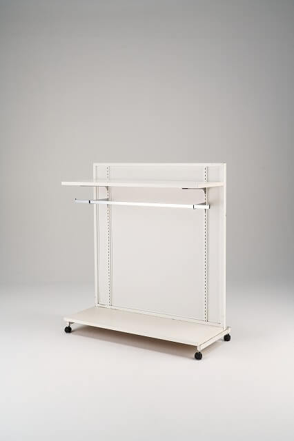 パネル什器白フレーム（W1200 H1350）（ホワイト）+棚板2段+底板