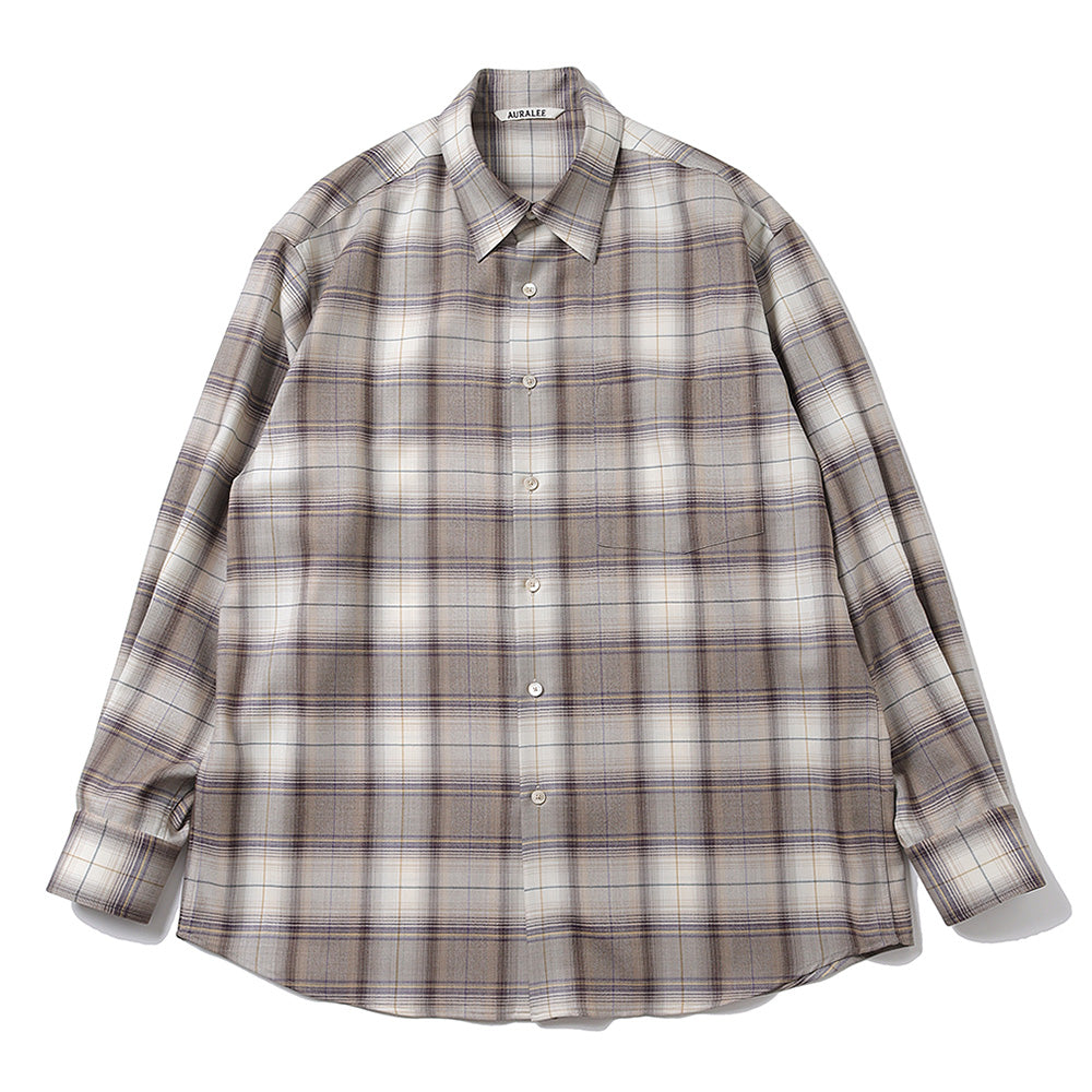 AURALEE] SUPER LIGHT WOOL CHECK SHIRT (A23AS01LC) | AURALEE