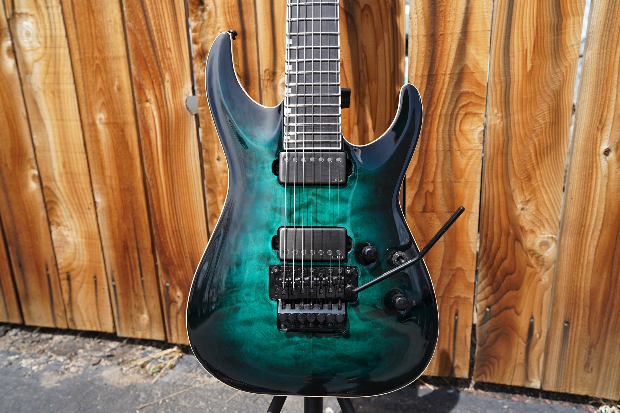 ESP E-II HORIZON FR-7 Black Turquoise Burst 7-String Electric Guitar