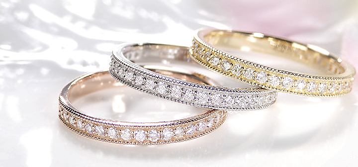 K18 ミル打ち ハーフエタニティ リング | elisabeth