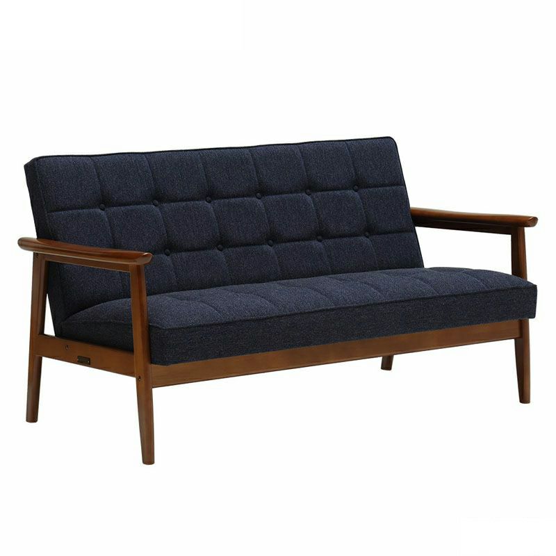 カリモク60 Kチェア2シータータープブルー（ウォールナット色塗装