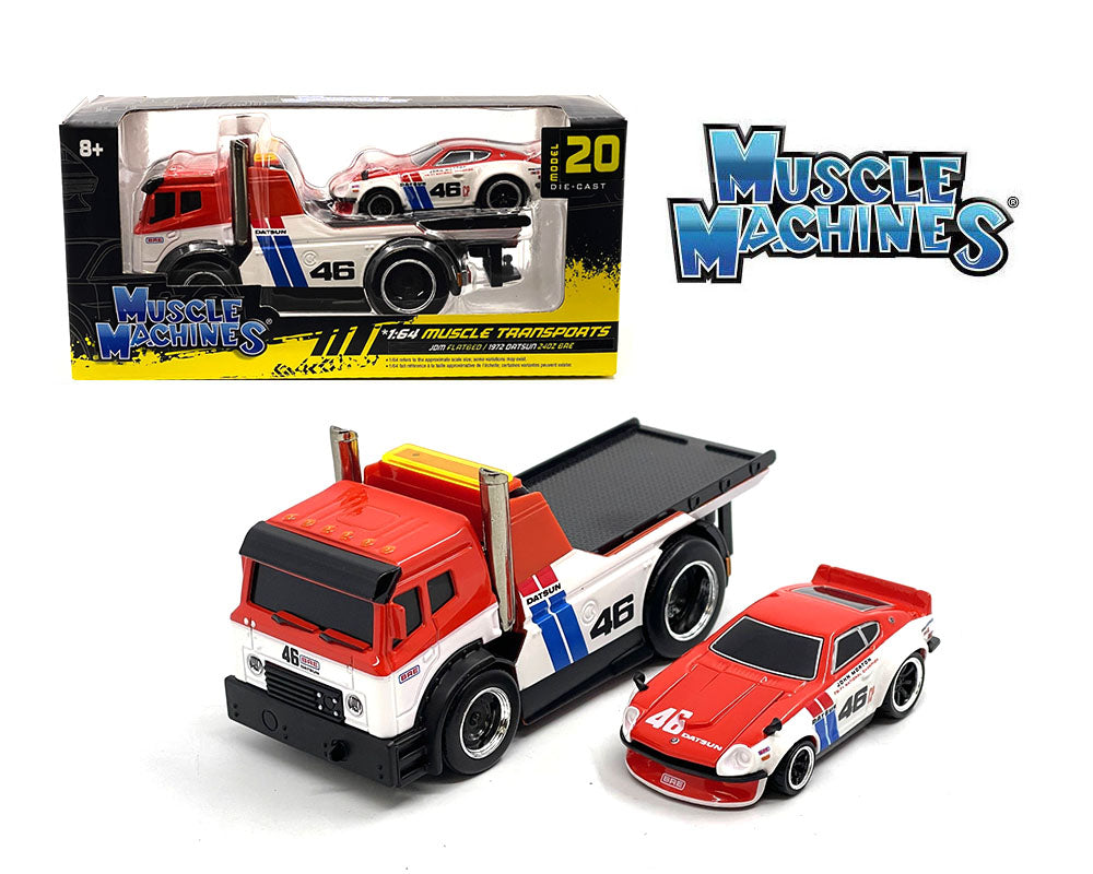 Muscle Machines 1:64 JDM Flatbed & 1972 Datsun 240Z BRE – White