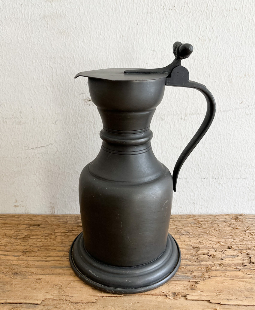 France antique ETAIN フランスアンティークピューター蓋付ピッチャー1