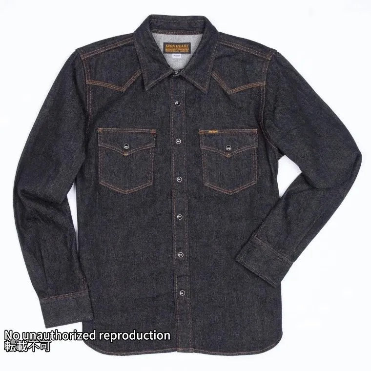 IHSH-33】12ozセルビッチデニム ウエスタンシャツ／ブラック – IRON HEART
