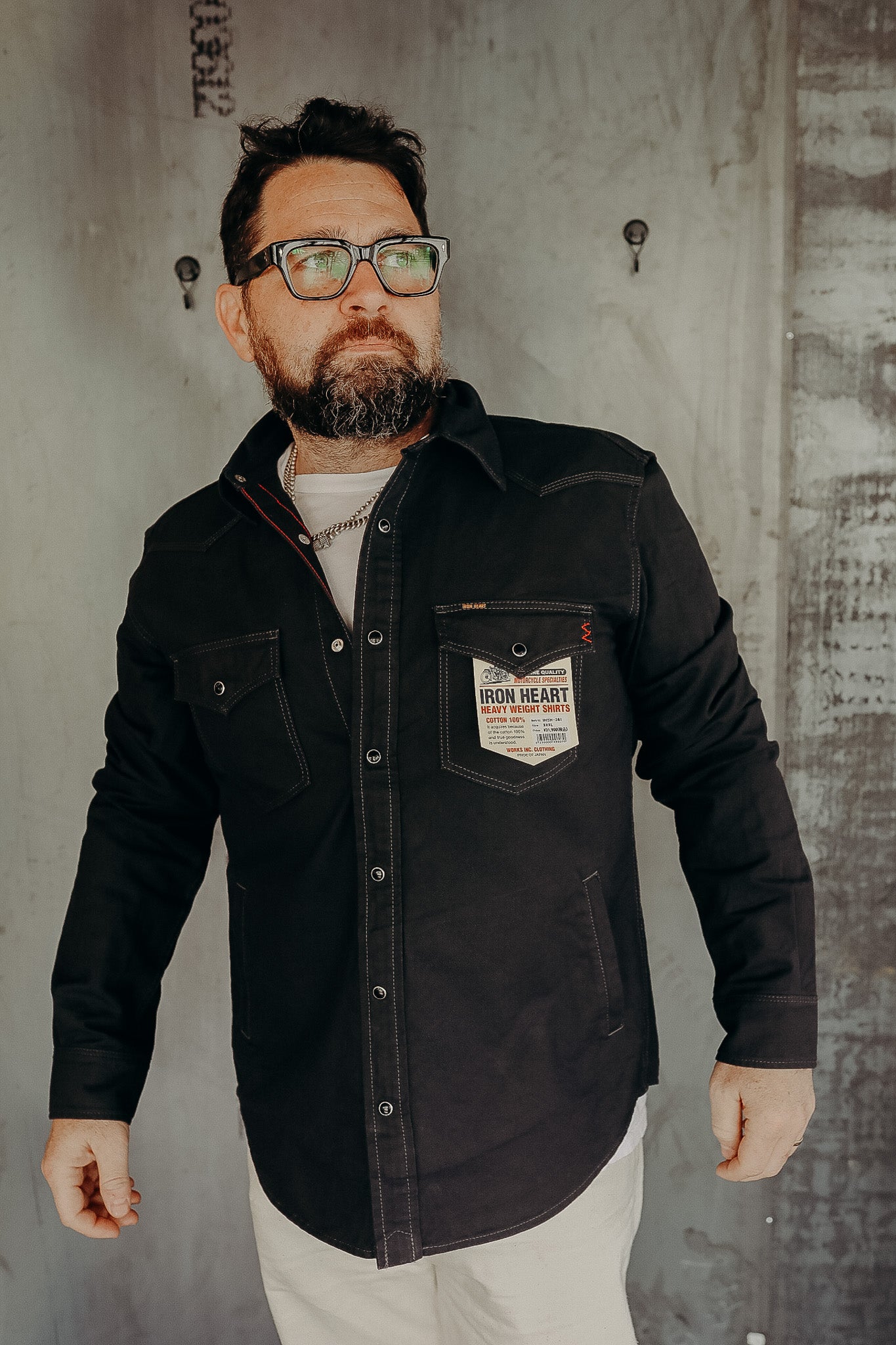 9oz Military Serge CPO Shirt - Black IHSH-381-BLK – Iron Shop