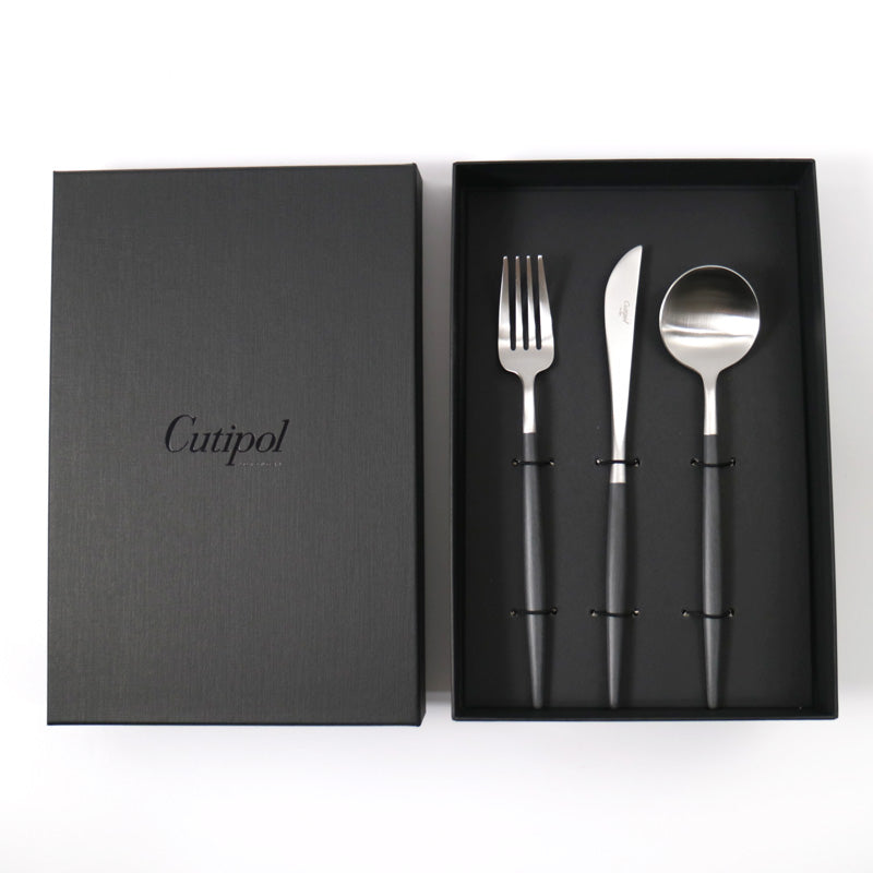 クチポール GOA ディナー3本 ギフトセット ブラックシルバー