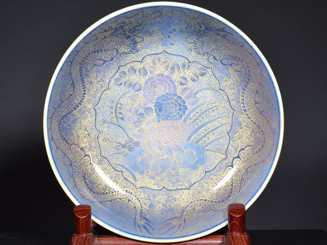 有田焼】飾り絵皿（大）釉裏金彩鹿龍図 - JTOPIA