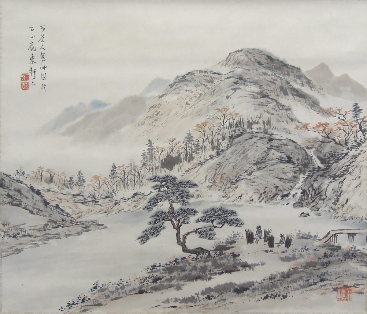 矢野橋村（知道人） 『秋路樵父図』 [古美術こもれび] 骨董,掛軸,絵画