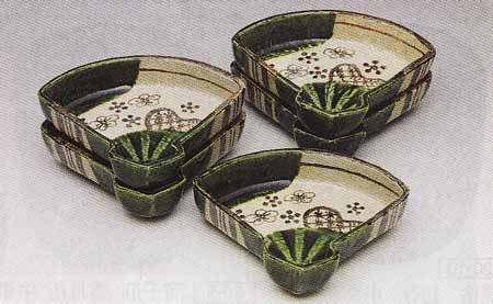 織部扇面 向付 5客【販売】-茶道具は京都しみず孔昌堂