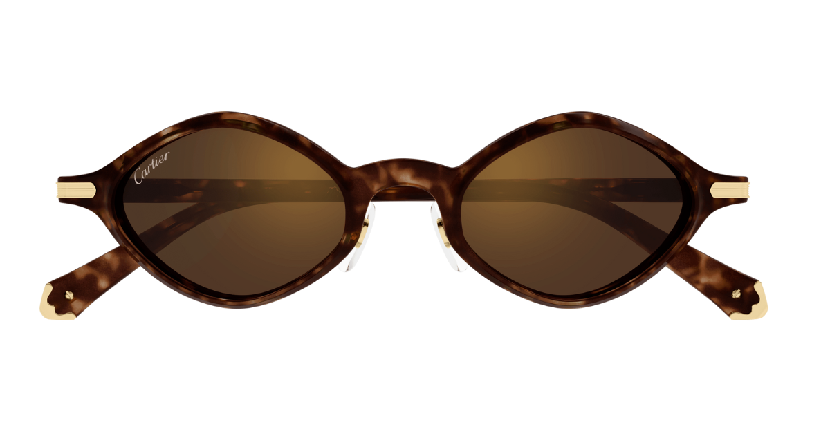 Cartier CT0540S 002 - Square luxury sunglasses with brown frames
