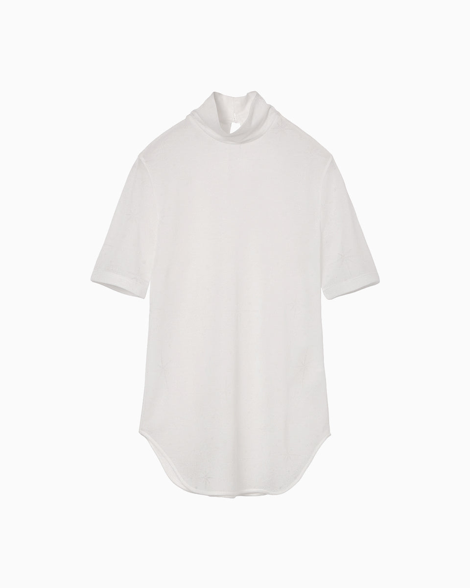 Starry Jersey Short Sleeve Sheer Top - white - Mame Kurogouchi