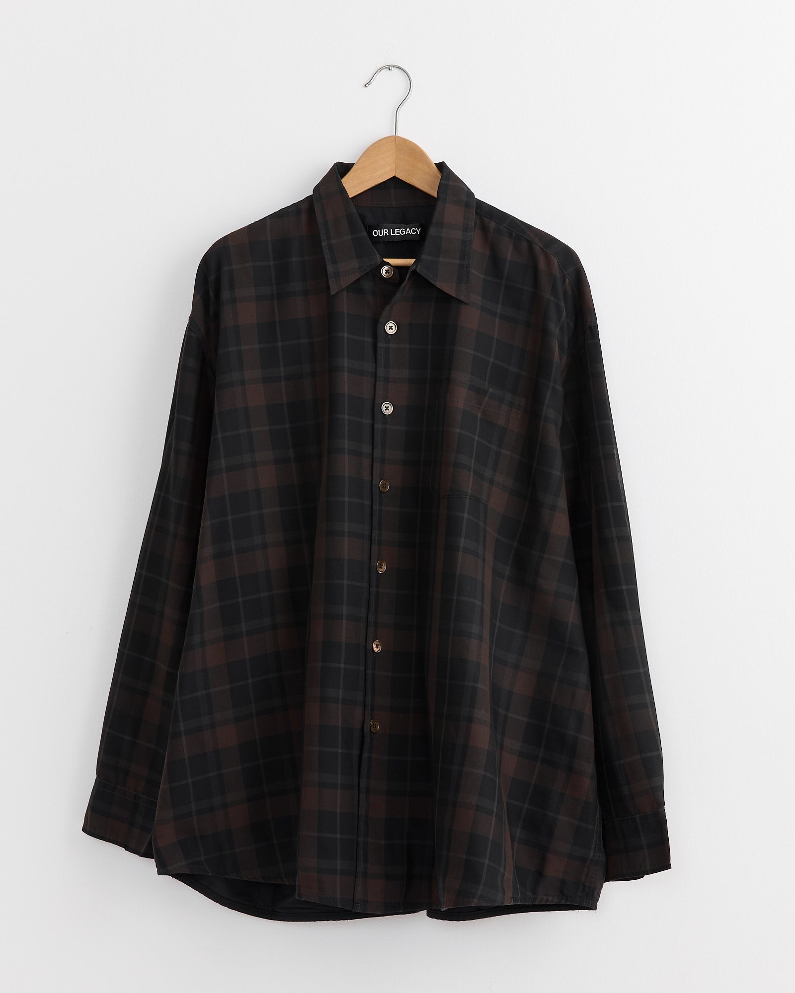 Borrowed Shirt in Black Sheer Shadow Check