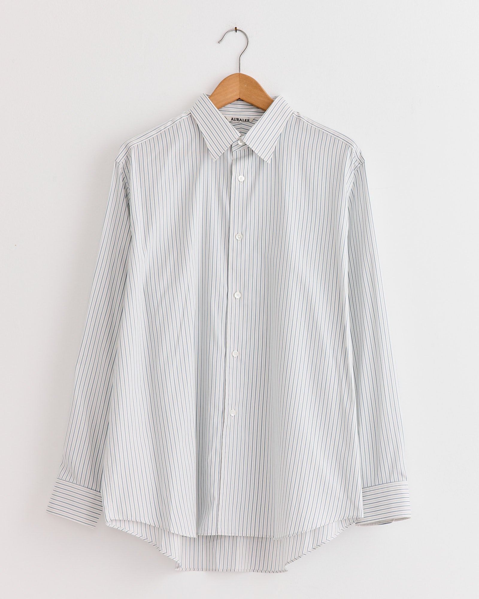 Cotton Silk Stripe Shirt in White