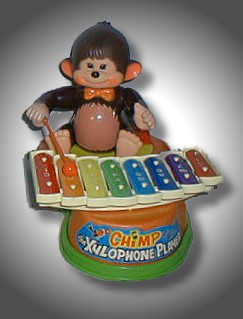 希少 ゼンマイ式 鉄琴ブリキ アンティーク 昭和おもちゃ 女の子 お人形