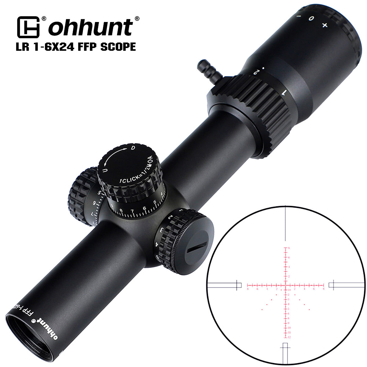 ohhunt® LR 1-6X24 FFP コンパクトライフルスコープ AR15 用バジェット